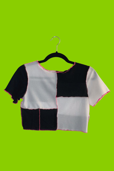 Top retazos blanco negro