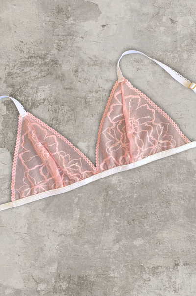 Lacey Bralette blanco y rosa